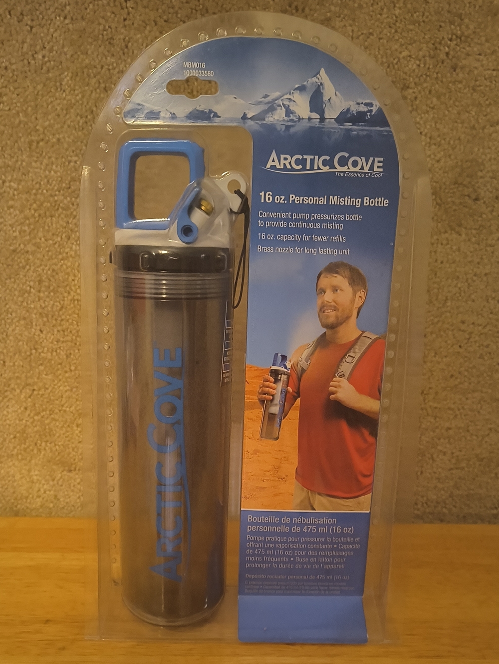 Artic cove 16 oz Personal Misting Bottle - Silver with Blue Accents